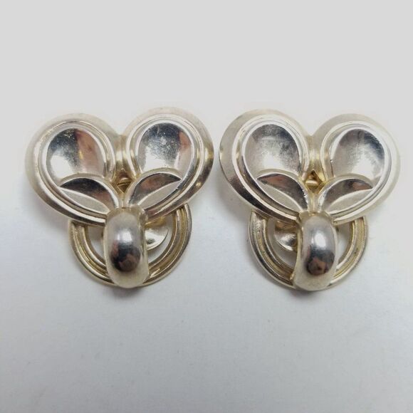 Vintage 50s 60s Style Clip On Earrings, Retro Modern Design, Estate - Picture 1 of 6